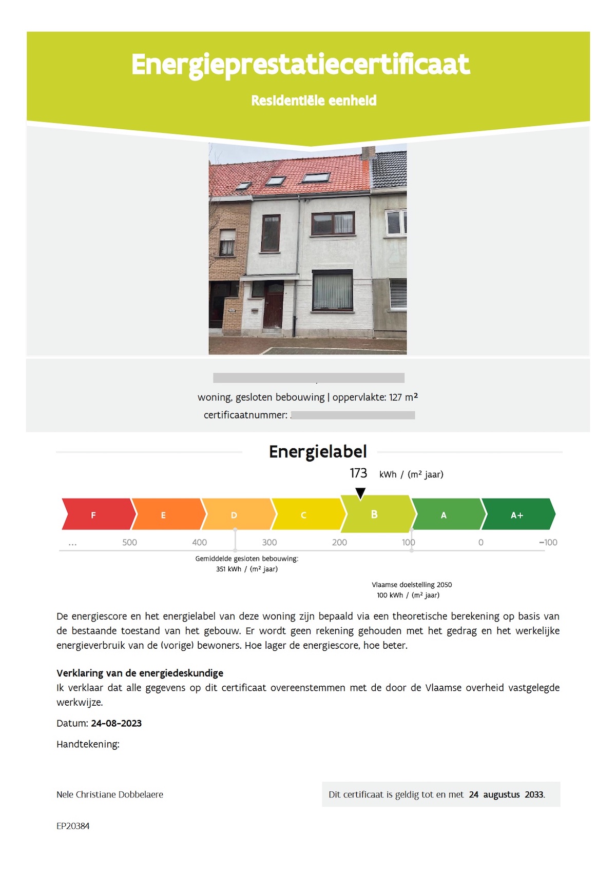 EPC energieprestatiecertificaat door invendes westhoek Veurne Koksijde de panne